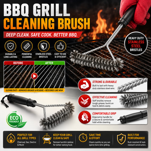 Bbq grill cleaning - grill, brush